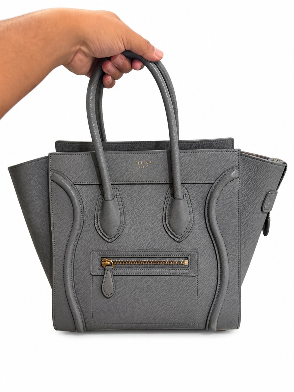 Celine Gray Mini Luggage Tote Bag